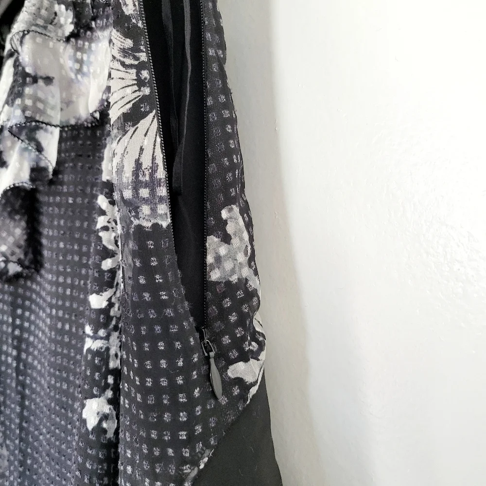 NEW Chelsea & Walker Cara Black & White Silk Jacquard Midi Dress Size 2 - Picture 13 of 16
